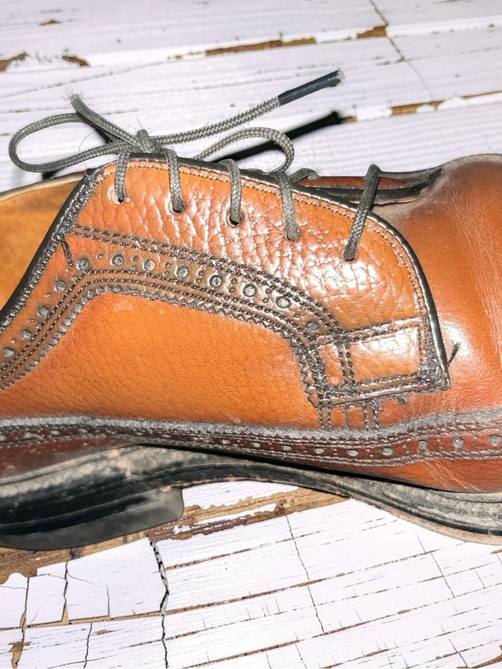 Vintage Roblee Brown Leather Wingtip Lace-Up Oxford Dress Shoes Size 10 D
